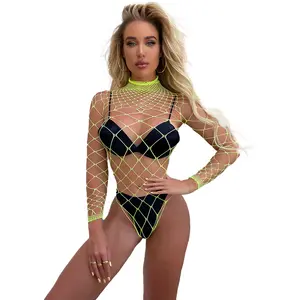 Wholesale sexy lingerie teddies bodysuits women see-through bikini