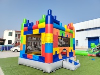 Trampoline gonflable commercial certifié CE, thème blocs, 13x13 pieds, pour fêtes d'enfants et location commerciale