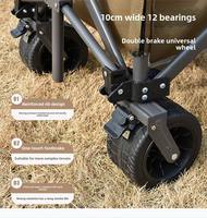 Carrito de Camping Plegable y Portátil, Carrito de Compras para Exteriores con Diseño de Cuatro Ruedas Anchas y Toldo Extraíble