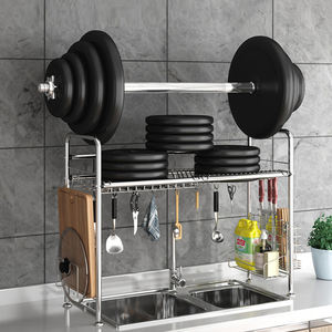 Estante de secado de platos para fregadero de acero inoxidable de un solo nivel, soporte de almacenamiento de cocina multifuncional para escurridor de platos - Product Image 5