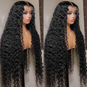 شعر مستعار بدون لاصق 5x5 جاهز للارتداء بموجة عميقة شعر مستعار بإغلاق دانتيل HD شعر بشري منتوف مسبقًا 6x4 مجعد برازيلي شعر مستعار بدانتيل أمامي شفاف - Product Image 2