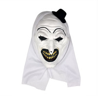 Masque intégral en latex Terrifier Art the Clown avec capuche en tissu blanc, masque de cosplay de film d'horreur pour Halloween, vente en gros pour déguisements