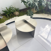 Kinno Table basse en acier inoxydable Table basse ronde en métal de style décontracté