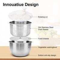 RVS Saladeslinger met afdruipbak, fruitwasser, 6 QT, antislipvoet, 3-in-1 groentewasbak