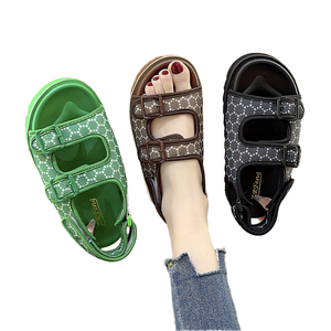 Sandalias Planas Deportivas de Verano para Mujer, Antideslizantes, con Hebilla, Parte Superior de PU, Forro de PVC, Transpirables y Ligeras - Product Image 1