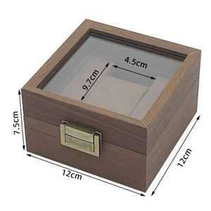 Black Walnut Square Wooden Single <b>Watch</b> Box-Luxury Gift Packaging Storage <b>Case</b> with Display Lid Shock Resistant & Eco-Friendly - Product Image 2