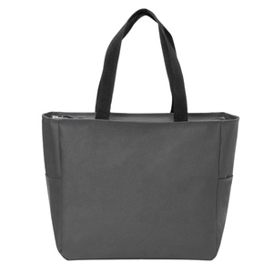 Sac fourre-tout en toile de coton léger personnalisé avec logo, fermeture éclair noire, idéal pour le shopping - Product Image 5