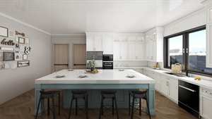 Cuisine moderne de style shaker, armoires complètes, moulures de plafond avec éclairage - Product Image 5