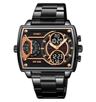 SKMEI 2229 jam tangan Digital untuk pria, arloji mewah Oval dengan Alarm tali baja tahan karat 3ATM tahan air, jam tangan olahraga untuk pria
