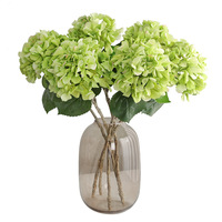 O-X943 Hortensias Decorativas de Tacto Real para Bodas al por Mayor, Flores de Hortensia de Látex Verde Azul de Alta Calidad a Granel para la Venta