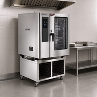Horno Combinado Eléctrico de 6 Bandejas con Vaporera, Pantalla Táctil de 7 Pulgadas y Caldera para Hoteles, Carnes, Pan y Verduras