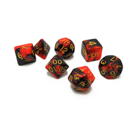 Ensemble de dés polyédriques DND en résine carrée, fabriqués à la main, 7 pièces, avec des bords tranchants et de belles inclusions