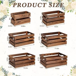 Caisse de rangement en bois multi-tailles, étagère de bureau en bois massif pour livres, aliments, articles de soins personnels - Product Image 4