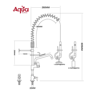 Grifo de prelavado mini de alta resistencia para encimera con caño adicional de 8 pulgadas, mezclador de fregadero comercial para restaurante - Product Image 2