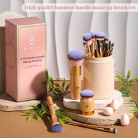 BS-MALL – Nouvelle Trousse de 11 Pinceaux de Maquillage Écologiques en Bambou Végétalien, Éponge Douce pour Fond de Teint, Pinceaux Cosmétiques Synthétiques Personnalisables avec Support
