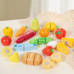 Jouet d'éveil en bois pour enfants, fruits et légumes réalistes avec attaches Velcro pour découper et jouer <span class=keywords><strong>de</strong></span> manière imaginative - Product Image 6