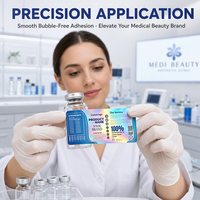 Étiquettes adhésives holographiques arc-en-ciel avec logo personnalisé, autocollants en rouleau imperméables pour flacons en verre d'huiles essentielles de 2 ml, 5 ml, 10 ml