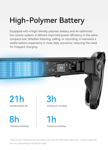 แว่นตาอัจฉริยะพร้อมกล้อง 8MP พิกเซล แบตเตอรี่ 300 มิลลิแอมป์ เชื่อมต่อ WiFi ถ่ายวิดีโอ ถ่ายภาพ แปลภาษาด้วย AI แว่นกันแดดอัจฉริยะสำหรับผู้ชายและผู้หญิง - Product Image 3