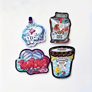 Die Cut <b>Mylar</b> <b>Bags</b> Custom 3.5g 7g 14g 28g Hologram Smell Proof Ziplock Unique Shape Packaging - Product Image 1