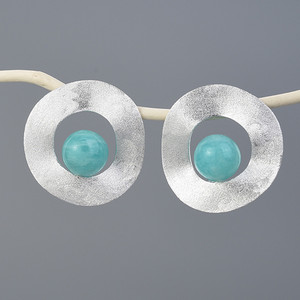 Orecchini fatti a mano in Lapis Amazonite naturale placcati oro 18k - Product Image 3
