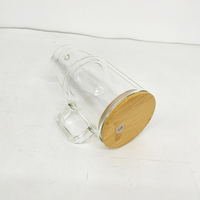 Entrepôt aux États-Unis 32oz 40oz Boule à neige à double paroi pré-percée Tasse en verre transparent pailleté avec trou Bouchon Poignée