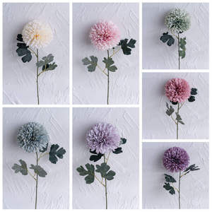 Boule de chrysanthèmes artificiels, fleurs de simulation, fabricant de bouquets de mariage, décoration intérieure, guide floral pour mur de fleurs - Product Image 3