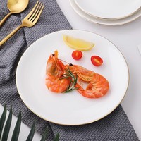 Assiette en céramique de style européen à bord doré, ronde et peu profonde, pour steak, idéale pour mariages, restaurants et hôtels - Vente chaude