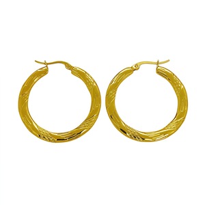 MW Wholesale Boucles d'oreilles créoles Huggies martelées classiques en acier inoxydable plaqué or 18 carats, géométriques et irrégulières pour femmes - Product Image 5