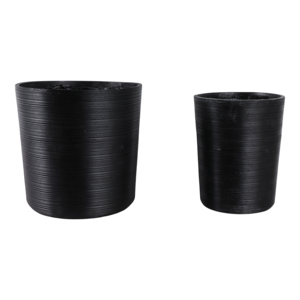 Grands pots à plantes en résine pour intérieur et extérieur, design côtelé noir, décoration de jardin - Product Image 2