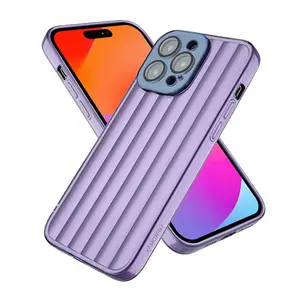 Brilhante onda 3d corrugada shockproof tpu telefone case para iphone 13 14 com proteção completa da lente da câmera