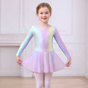 ชุดเต้นบัลเล่ต์สำหรับเด็กผู้หญิงชุดรัดรูปและกระโปรงชุดคอมโบแขนสั้นผ้าโพลีเอสเตอร์เนื้อนุ่มแบบถอดได้สำหรับฝึกบัลเล่ต์สำหรับเด็กวัยหัดเดิน - Product Image 2