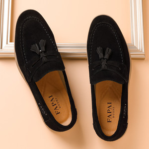 Men's Genuine Leather Tassel Loafers Comfortable Slip Low Heel Rubber Outsole Leather Printing Logo <b>Driving</b> <b>Shoes</b> Spring Fashion - Product Image 2