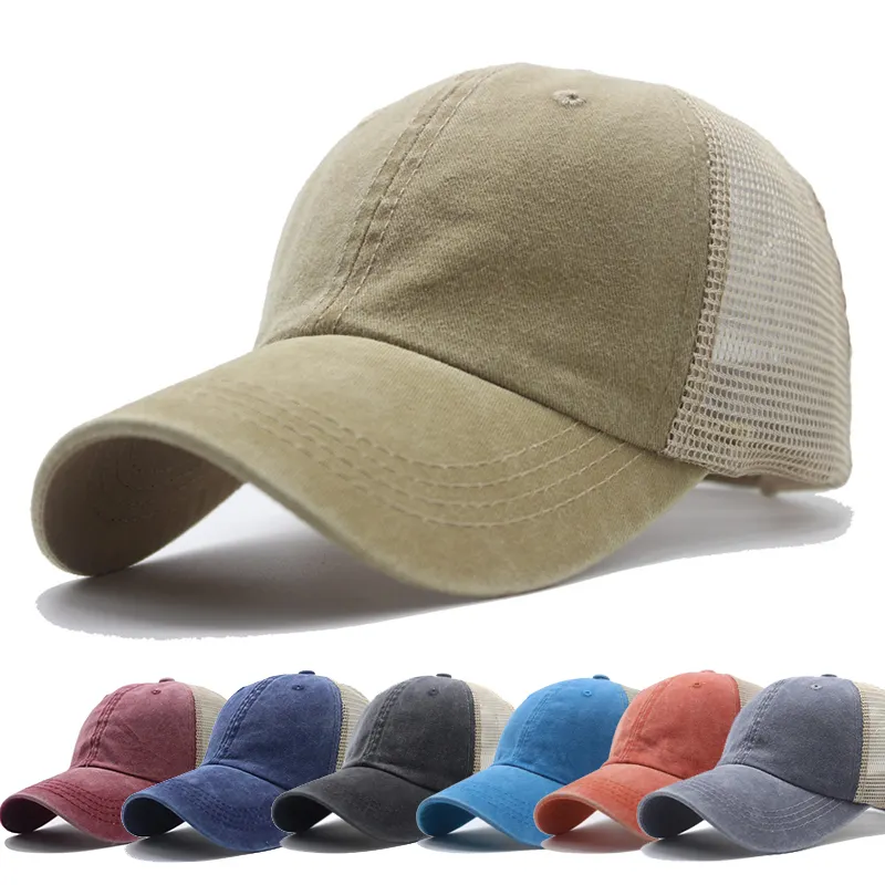 2022 популярная рекламная Мужская и женская кепка, потертая сетчатая Кепка, летние спортивные шапки, бейсбольная сетчатая шляпа