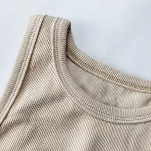 Top Corto de Punto sin Mangas para Mujer, Marca Personalizada, Algodón y Spandex, Cuello Redondo, Estilo Minimalista, Detalle de Cuentas - Product Image 5