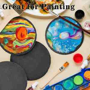 Custom logo Black Non-Slip Engraving Drink Slate Stone Bulk <b>Coasters</b> <b>Set</b> Wholesale Blank Promotion Gift Box With Holder - Product Image 5