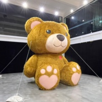 Decoración Navideña de Oso de Peluche Inflable Personalizada de 4 m de Alto, Impermeable y Duradera, con Diseño de Corazón, Color Marrón