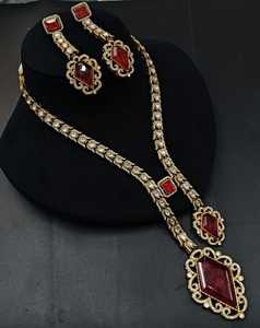 trending moissanite <b>necklace</b> Kundan Gold Plated <b>Necklace</b> with Drop Style Earrings Jewellery Choker <b>Necklace</b> - Product Image 4