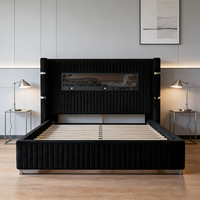 Lit de luxe en bois avec dossier à oreilles, design italien personnalisé, nouveau modèle, avec sommier à lattes et matelas