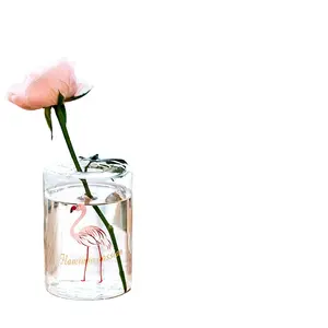 Vases en verre transparent noir faits à la main Fleurs Vase cylindrique en verre Offre Spéciale Chine Vases en céramique pour fleurs