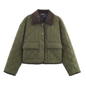 Abbigliamento Femminile per il Commercio Estero Transfrontaliero, Nuovo Poncho in Velluto a Coste Trapuntato in Nylon Stile Casual con Colletto alla Coreana per Autunno e Inverno - Product Image 6