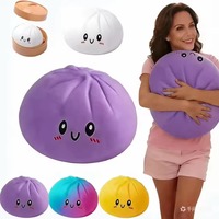 Lot de jouets géants anti-stress Bao Squeeze de 25 cm avec boîte de cuisson vapeur, en forme de petits pains moelleux, idéal pour les fêtes d'enfants