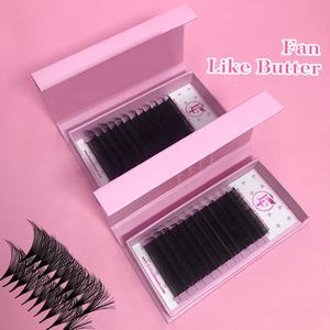 कश्मीरी मैट ब्लैक फ्फी वॉल्यूम रेशम मखमली लुशट्स ट्रे fax कश्मीरी पलक एक्सटेंशन के साथ - Product Image 2