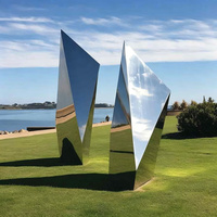 Sculpture Moderne Abstraite Artistique Créative en Acier Inoxydable Poli Miroir de Grande Taille pour la Décoration de la Maison