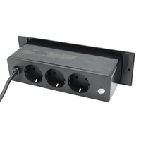 10in1EU Prise multiprise de bureau avec double 3.0A USB PD 20W 3 prises Panneau rectangulaire pour table de bureau Câble d'alimentation 20W