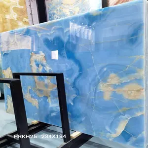 Plaques de marbre de mur de fond onyx bleu luxueux de qualité supérieure
