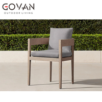 Fauteuil d'extérieur de style scandinave en teck massif avec accoudoirs, résistant aux intempéries, pour jardin, terrasse, loisirs