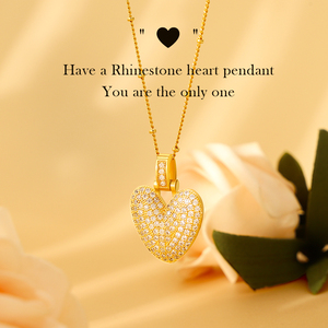 Oro placcato Zirconia cubica san valentino collana regalo ottone colorato amore a forma di cuore ciondolo collana OEM gioielli per le donne - Product Image 2