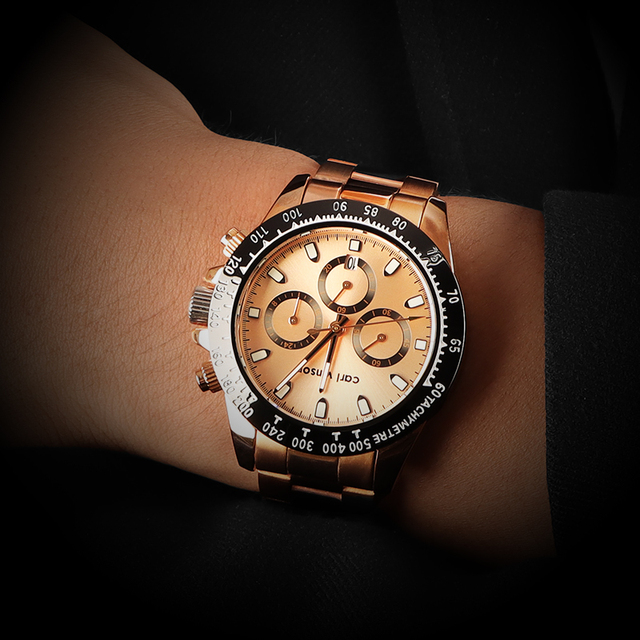 Unisex Quartz Movement Japanese Watch Crystal Dial Stainless Steel Case Waterproof Luminous Hands Chronograph Wristwatch