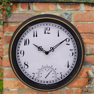 Personalizar 12 pulgadas Vintage cuarzo nórdico jardín <span class=keywords><strong>piscina</strong></span> al aire libre impermeable vintage <span class=keywords><strong>reloj</strong></span> con termómetro decoración Relojes de pared - Product Image 5