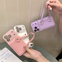 Étui de protection antichoc en cuir texturé ciré avec dragonne florale pour iPhone 18 Pro Max 17 16 15 14 13